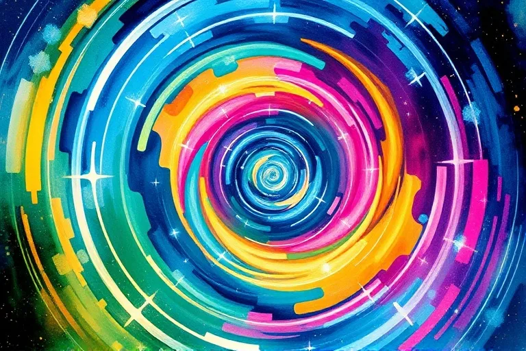 Pintura abstracta de acuarela con colores vibrantes y líneas difusas, macro