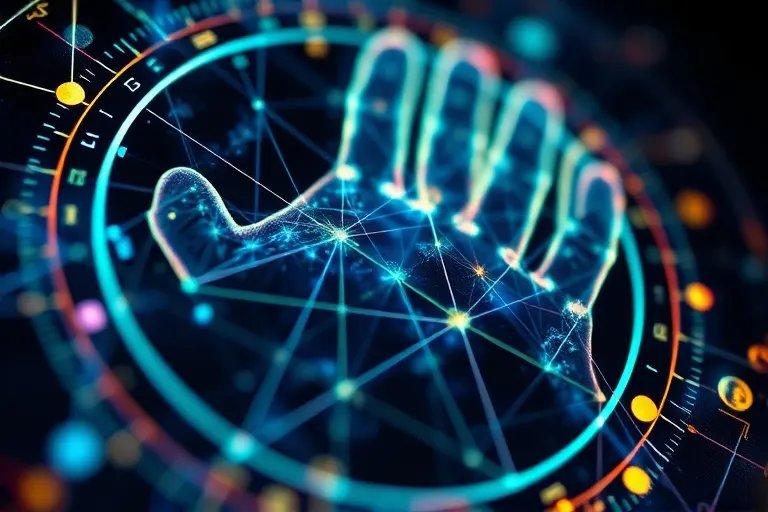 Patrones abstractos de luz que representan el destino y las conexiones