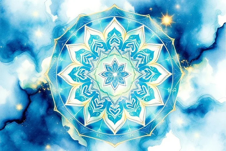 Pintura de acuarela abstracta que representa el flujo de agua y la brisa entrelazándose, simbolizando la facilidad y las oportunidades naturales.