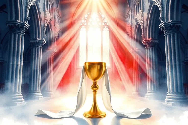 Cáliz y estola sacerdotal, símbolos de la confesión en acuarela