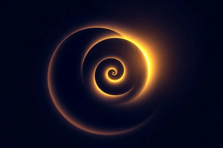 Espiral armoniosa de luz y sombra que simboliza el viaje hacia la paz interior