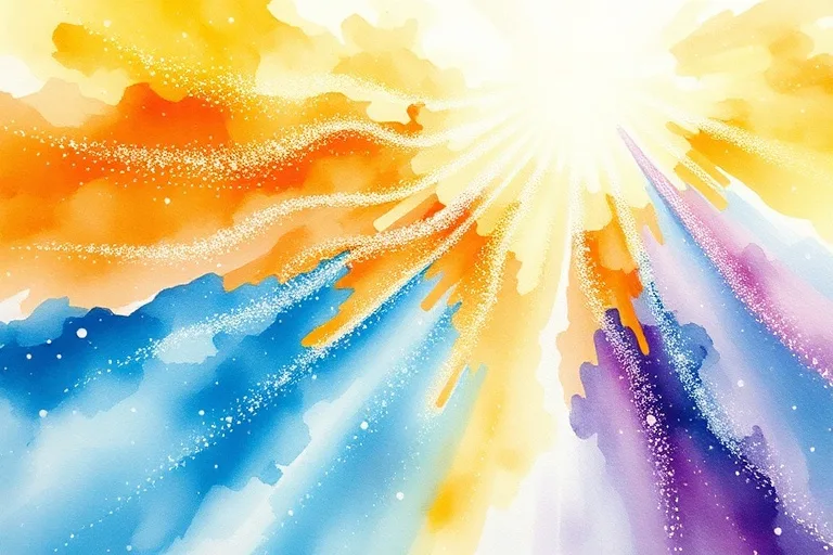 Pintura acuarela abstracta de energía espiritual y luz
