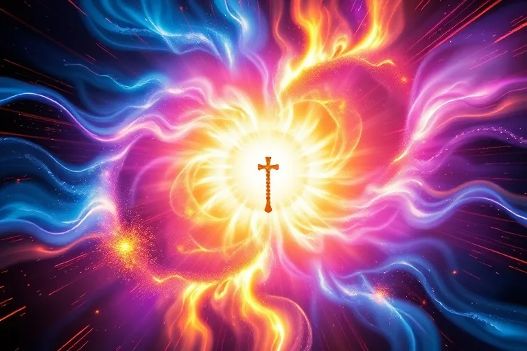 Energía espiritual y protección divina en un vórtice de colores