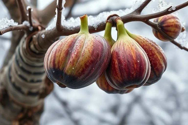 Pintura al óleo de un árbol de higos en invierno con frutos maduros, simbolizando la vida y la esperanza que brotan en los momentos más difíciles.
