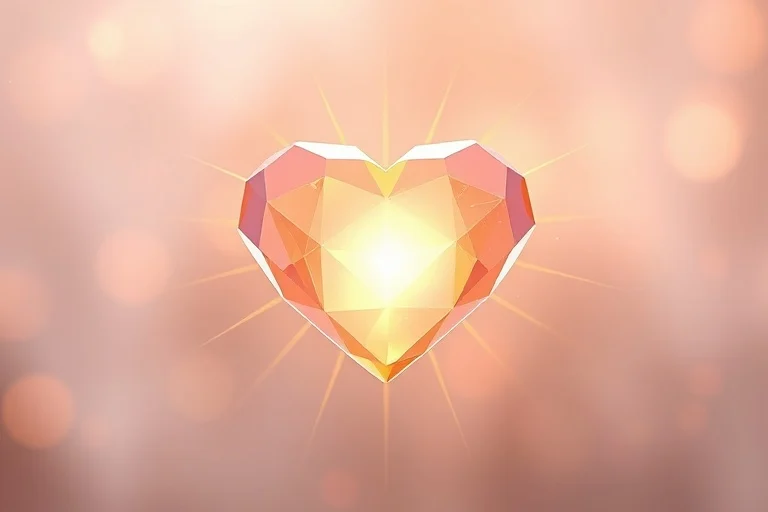 Ilustración conceptual de un corazón rodeado de luz y líneas suaves, representando la caridad y la gentileza como pilares de la espiritualidad.