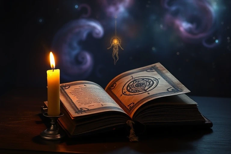 Ancient book and candle