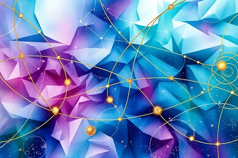 Abstract watercolor painting of interconnected neural pathways blending with constellations and planetary orbits.