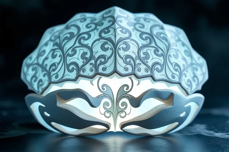 Stylized protective shell with flowing water patterns and glowing light, representing Cancer's emotional boundaries and intuition