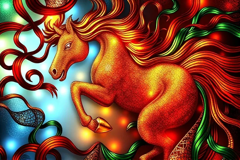 3D digital illustration of a complex, interwoven tapestry of vibrant threads, symbolizing the dynamic patterns of personality influenced by underlying forces.