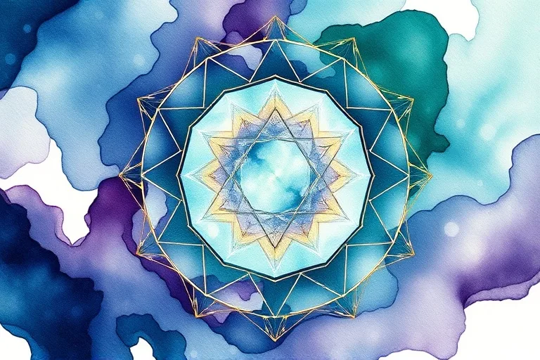 Abstract watercolor painting with flowing colors and geometric patterns, symbolizing adaptable public image and strategic branding.