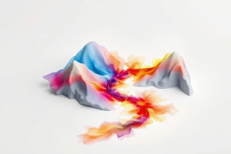Abstract watercolor painting depicting a colorful path emerging from muted tones, symbolizing the soul's journey from past to future.