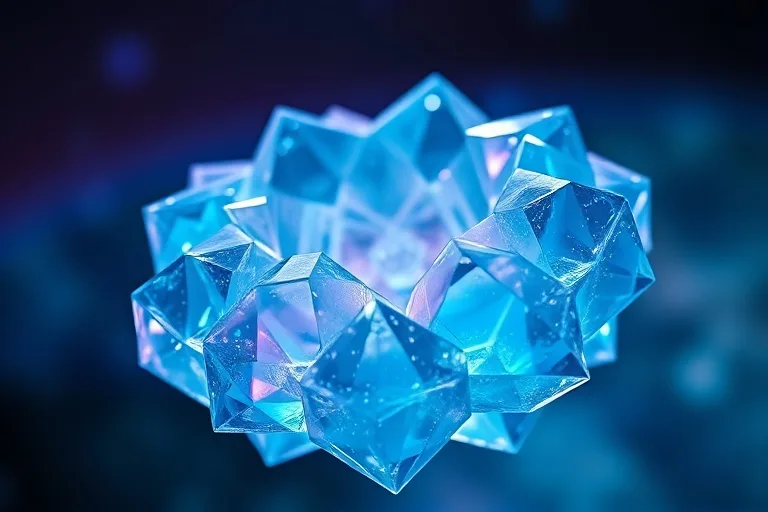 Fragmented crystalline structure dissolving into colors