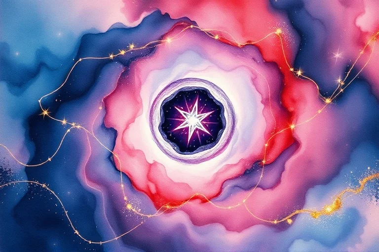 Watercolor painting of abstract cosmic energies