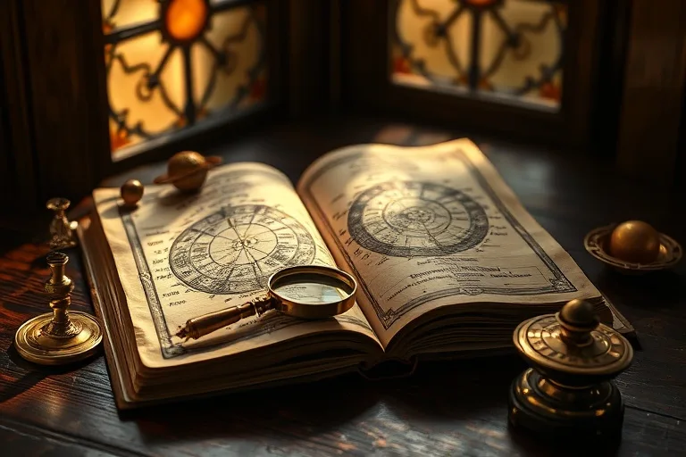 Antique astrological text with planetary models