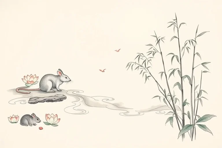 Watercolor painting of two distinct streams merging into a harmonious river, surrounded by peaceful botanicals.