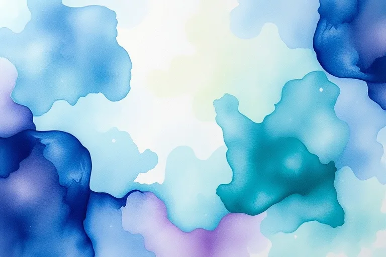 Abstract watercolor painting blending soft blues, greens, and purples in harmonious, flowing patterns, symbolizing gentle opportunities and natural resonance.