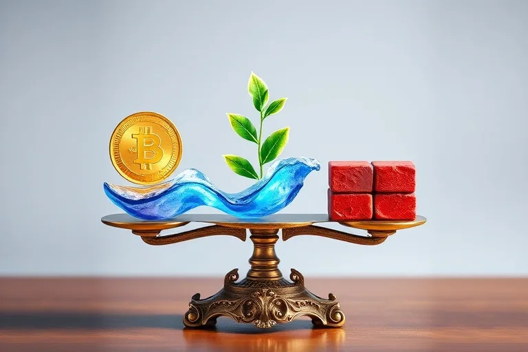 Pintura acuarela de diferentes activos financieros equilibrados en una balanza