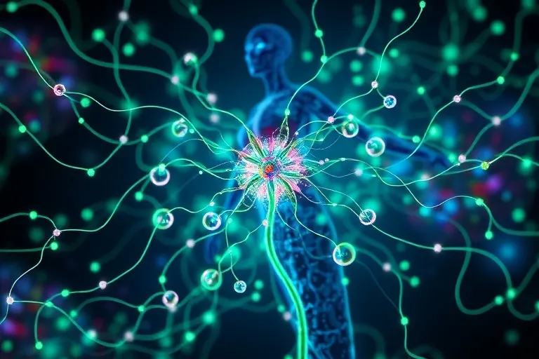 Representación abstracta de la red hormonal interna del cuerpo
