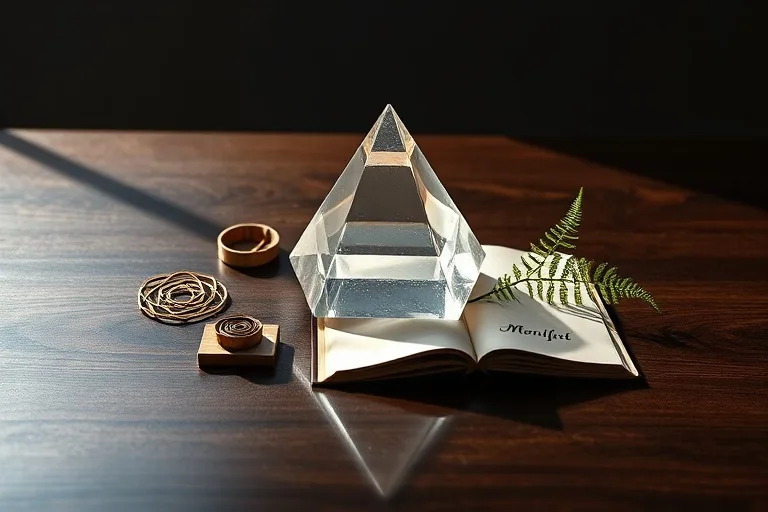 Pirámide de cristal con espiral de Fibonacci