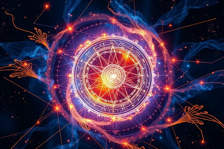 Representación abstracta de la conexión entre el crecimiento personal y las tendencias tecnológicas.