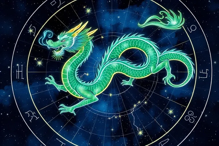 Constelación del Dragón Azul en estilo acuarela