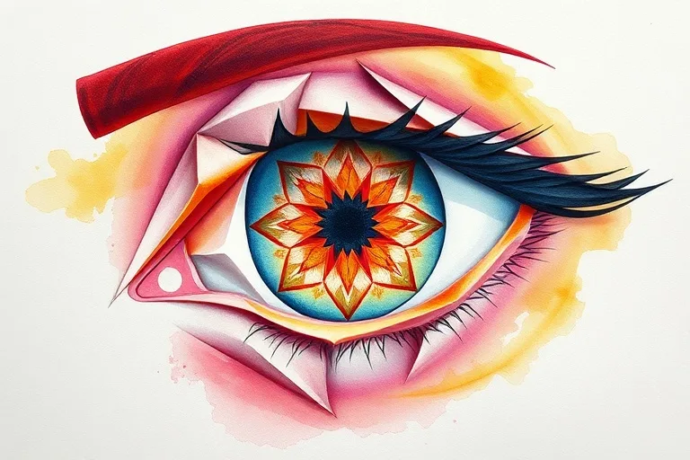 Artistic watercolor of an eye and eyebrow reflecting inner wisdom