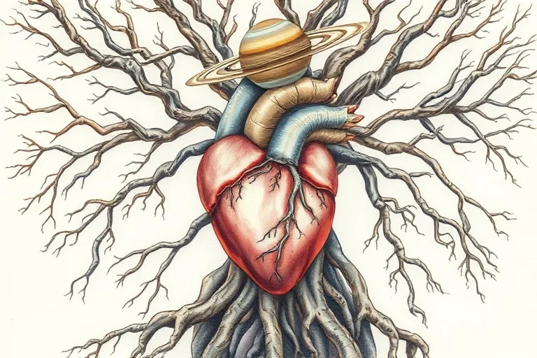 Anatomical heart with planetary debilities