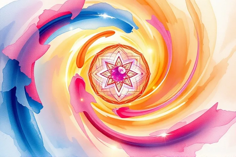 Abstract rendering of cosmic forces and geometric shapes