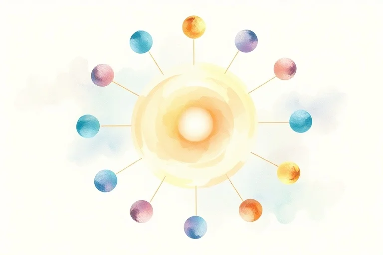 Watercolor depiction of weakened planetary spheres
