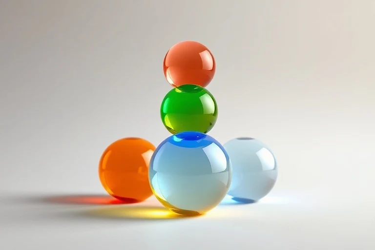 Stacked crystal spheres representing balanced chakras