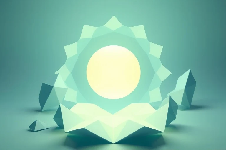 Abstract geometric shapes with a glowing sphere representing inner consciousness