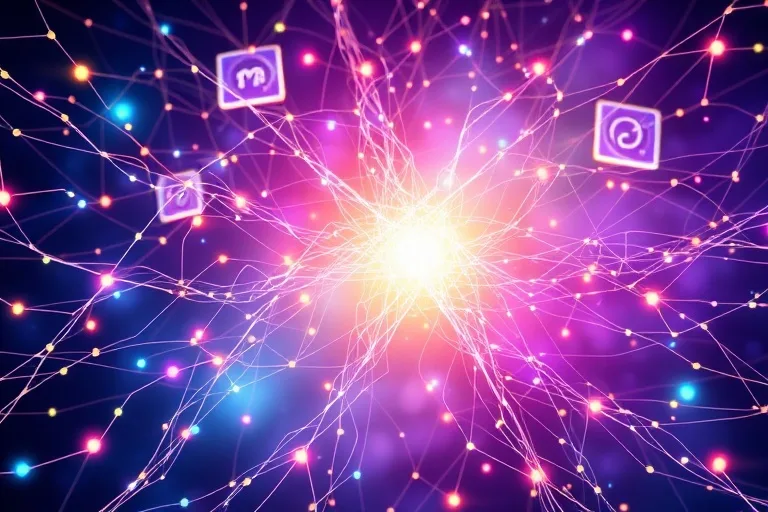 Abstract representation of interconnected consciousness and quantum field