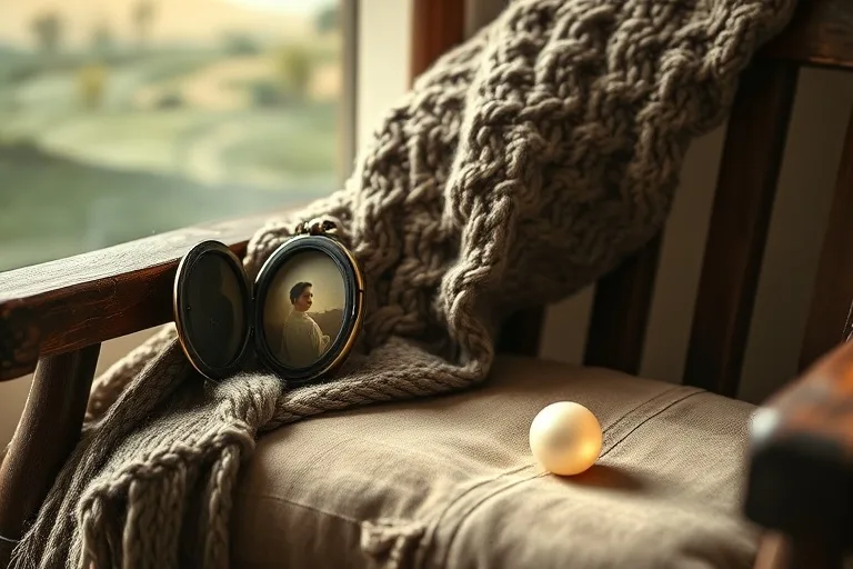 Vintage locket and blanket symbolizing cherished memories and protection