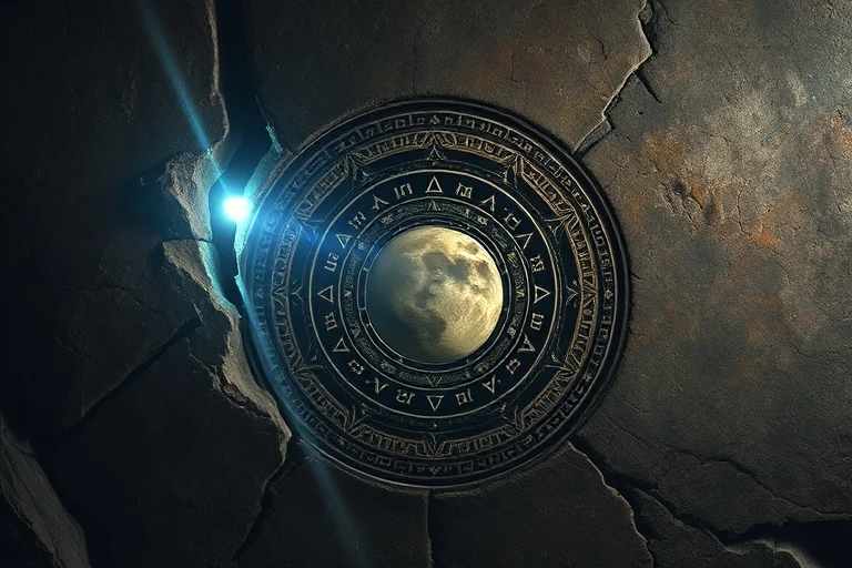 Ancient stone tablet with astrological symbols