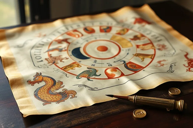 Antique Chinese scroll depicting the 28 Lunar Mansions