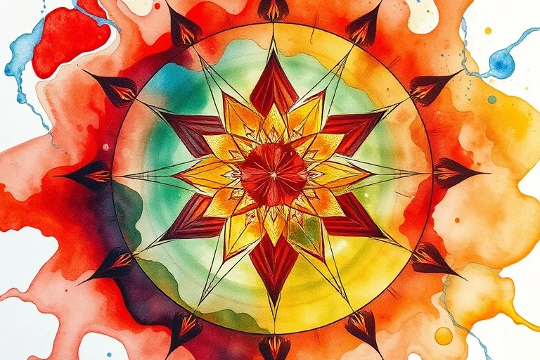 Abstract elemental balance in watercolor