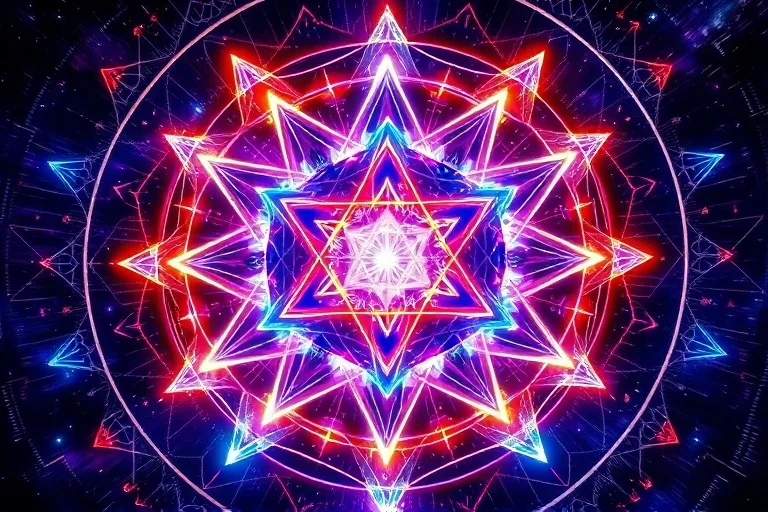 Abstract geometric representation of a bi-quintile aspect with dynamic lines