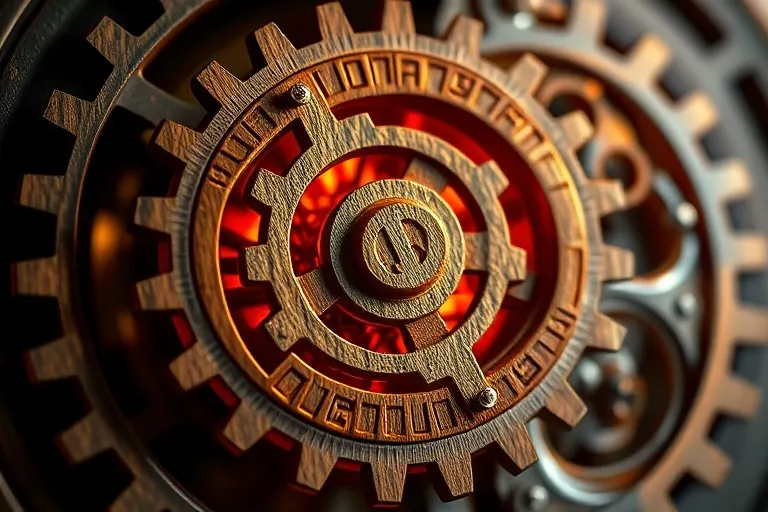 Interlocked gears symbolizing elemental connections