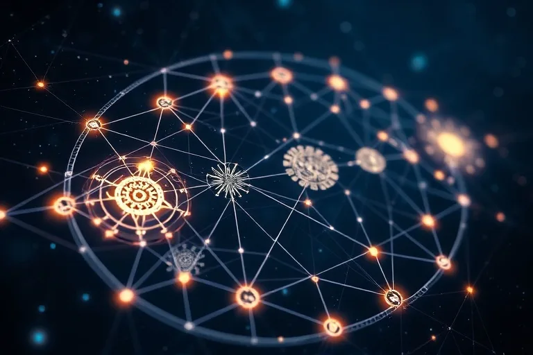 Stylized timeline with glowing nodes marking pivotal life events