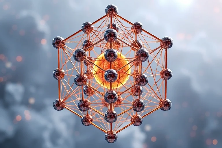 3D render of Metatron's Cube with glowing fractals in the background