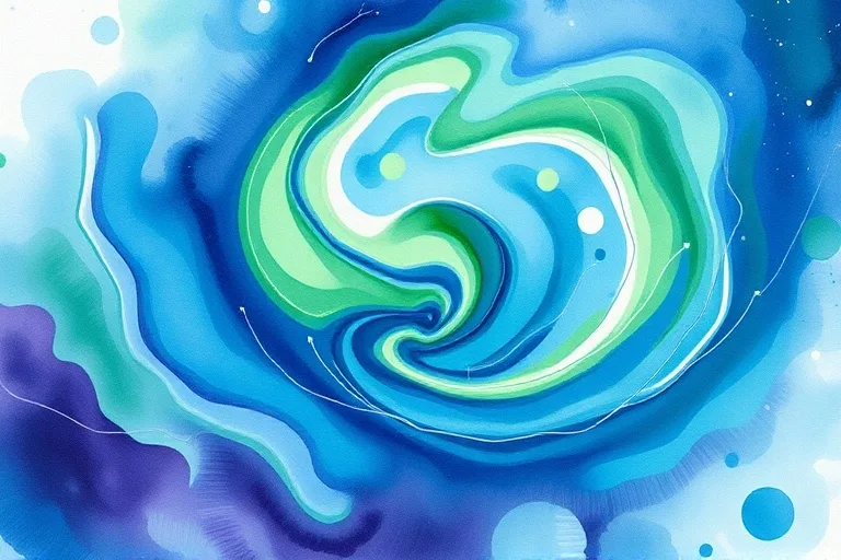 Pintura acuarela abstracta de redes neuronales y glándulas endocrinas, simbolizando el equilibrio hormonal y la claridad cognitiva