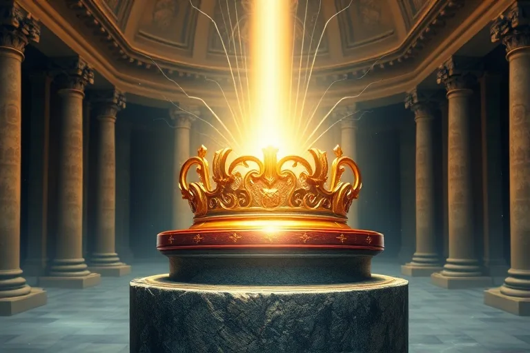 Corona papal y llaves de San Pedro con luz divina