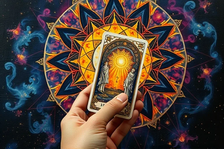 Hand holding a Tarot card, symbolizing intuitive guidance and self-reflection