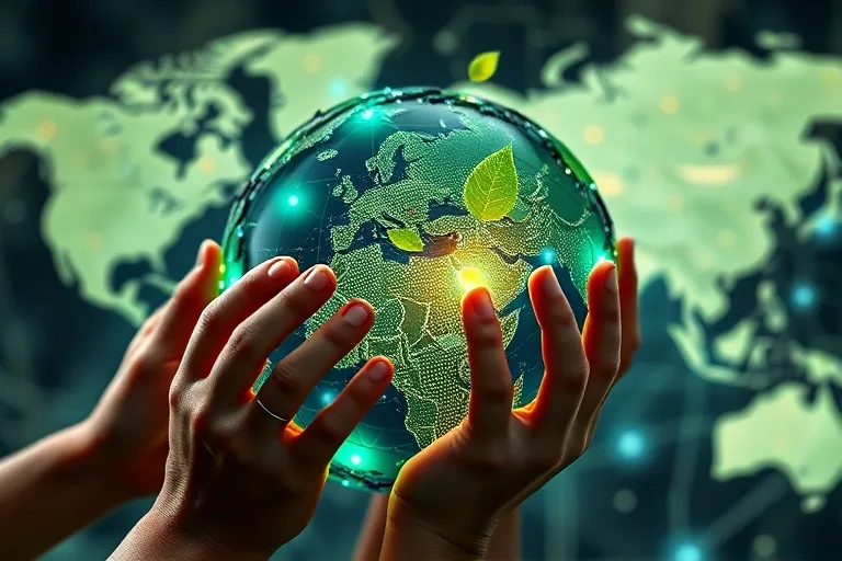 Globo con nodos de inversión sostenible en mercados emergentes