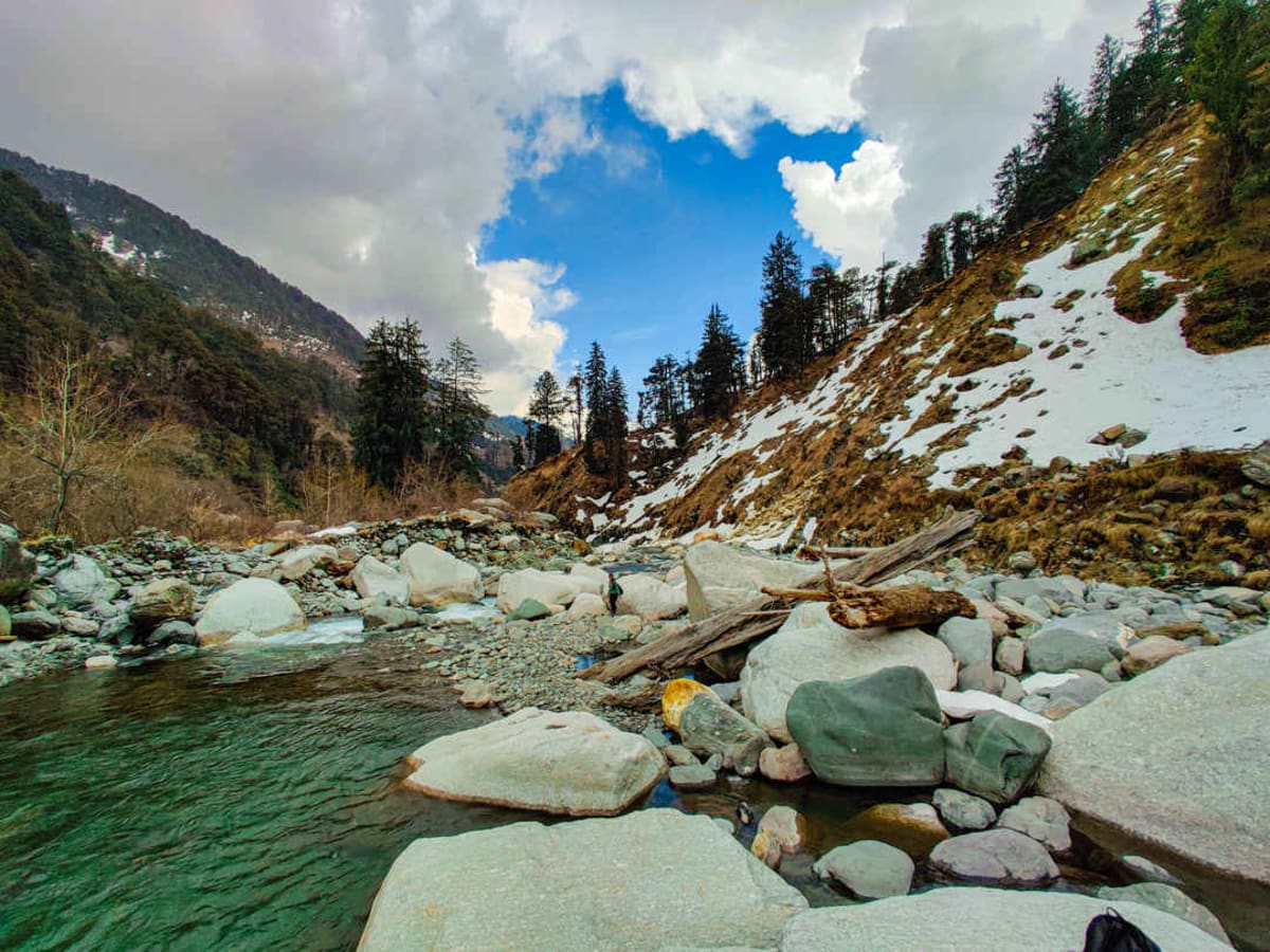 Snowmelt rivers and granite boulders