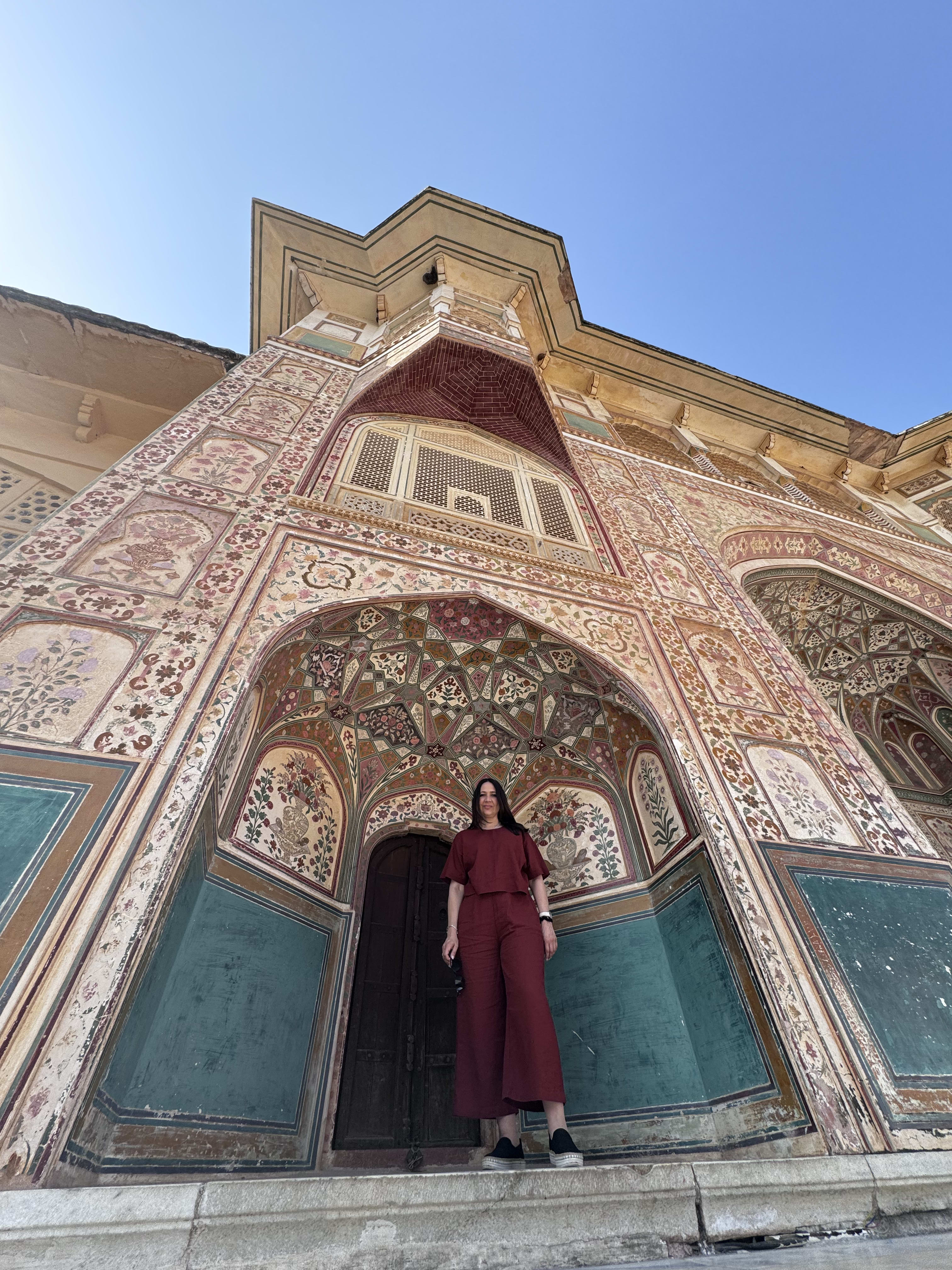 The painted and mirrored interior of Amber Fort, Jaipur
