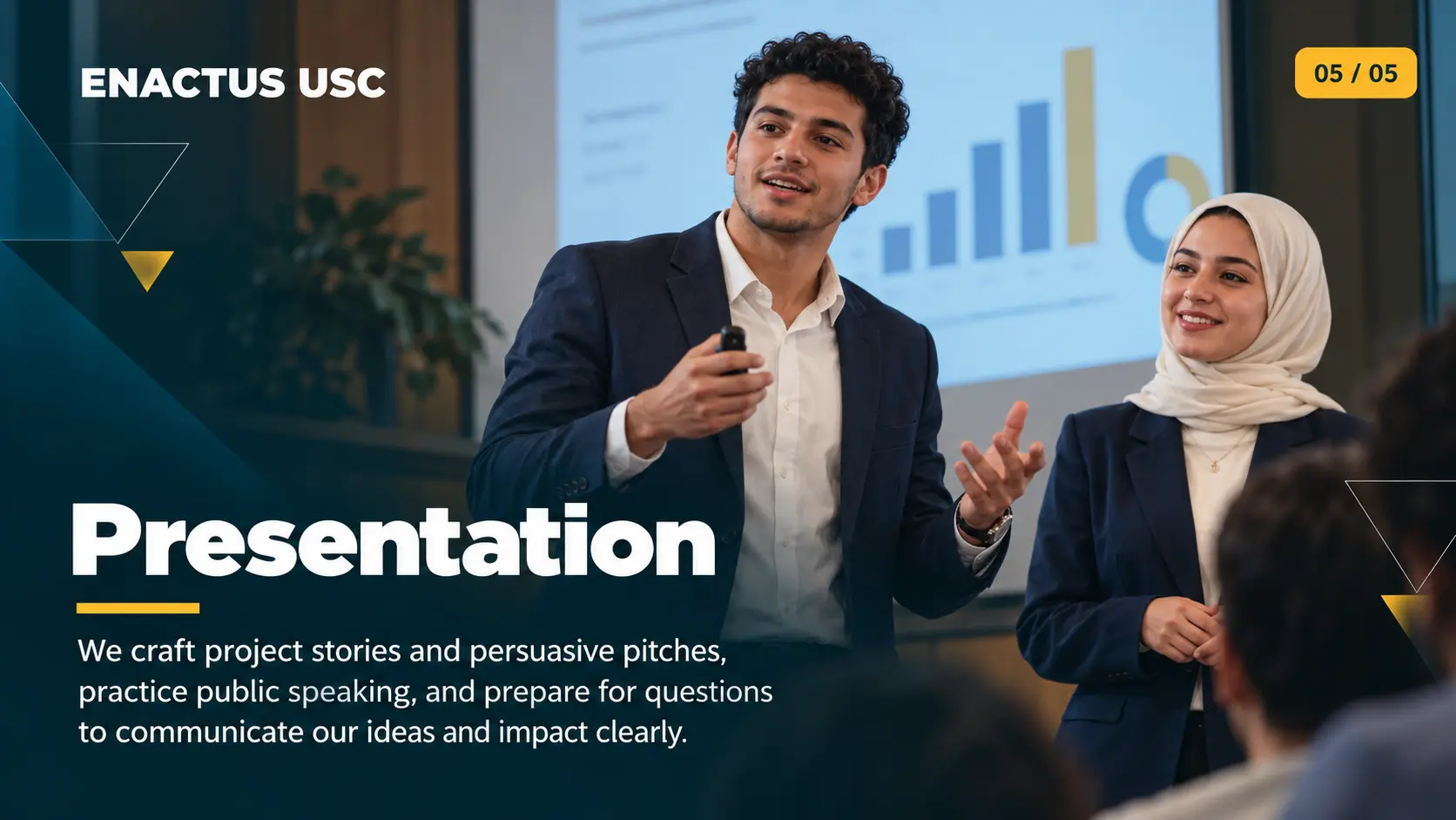 Student presenting ideas to an audience