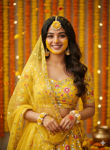 Haldi Ceremony Glow - After: AI generated result using Gemini prompt