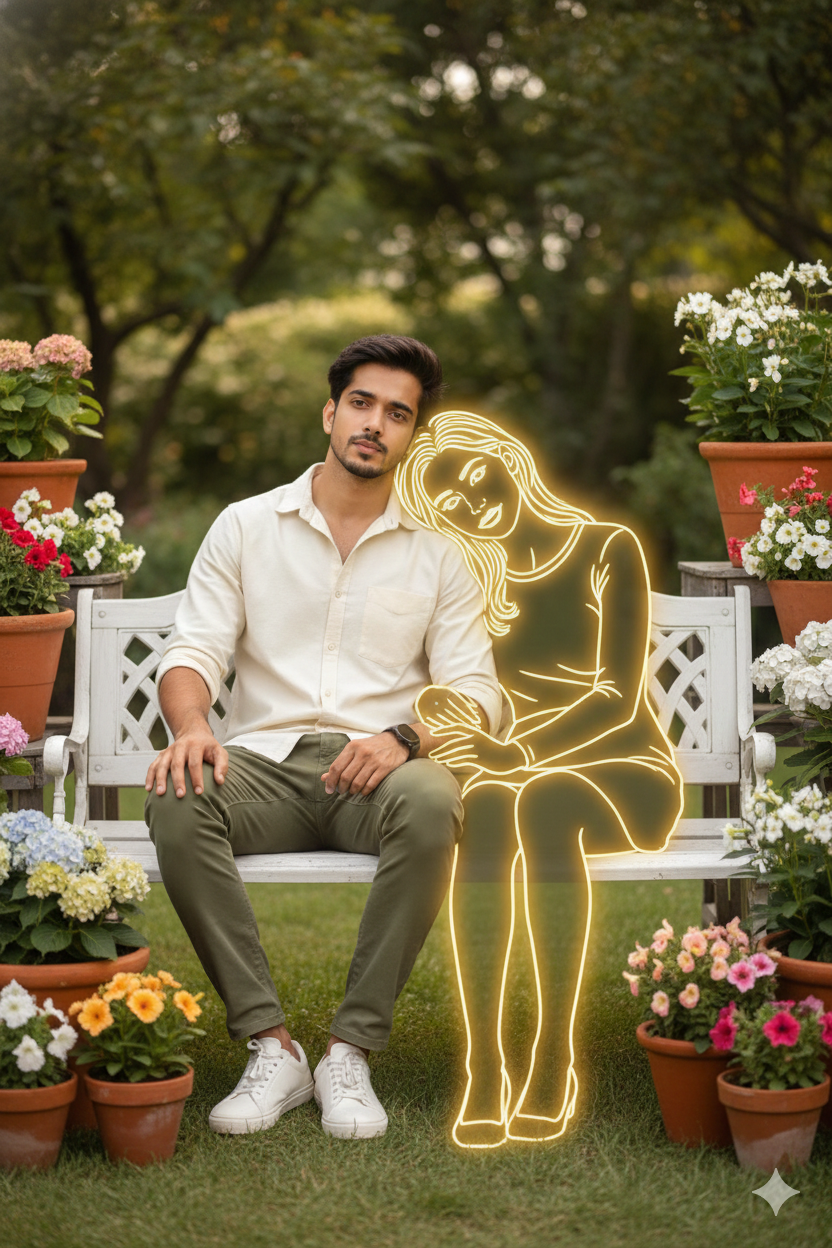 Garden Neon Moment - After: AI generated result using Gemini prompt