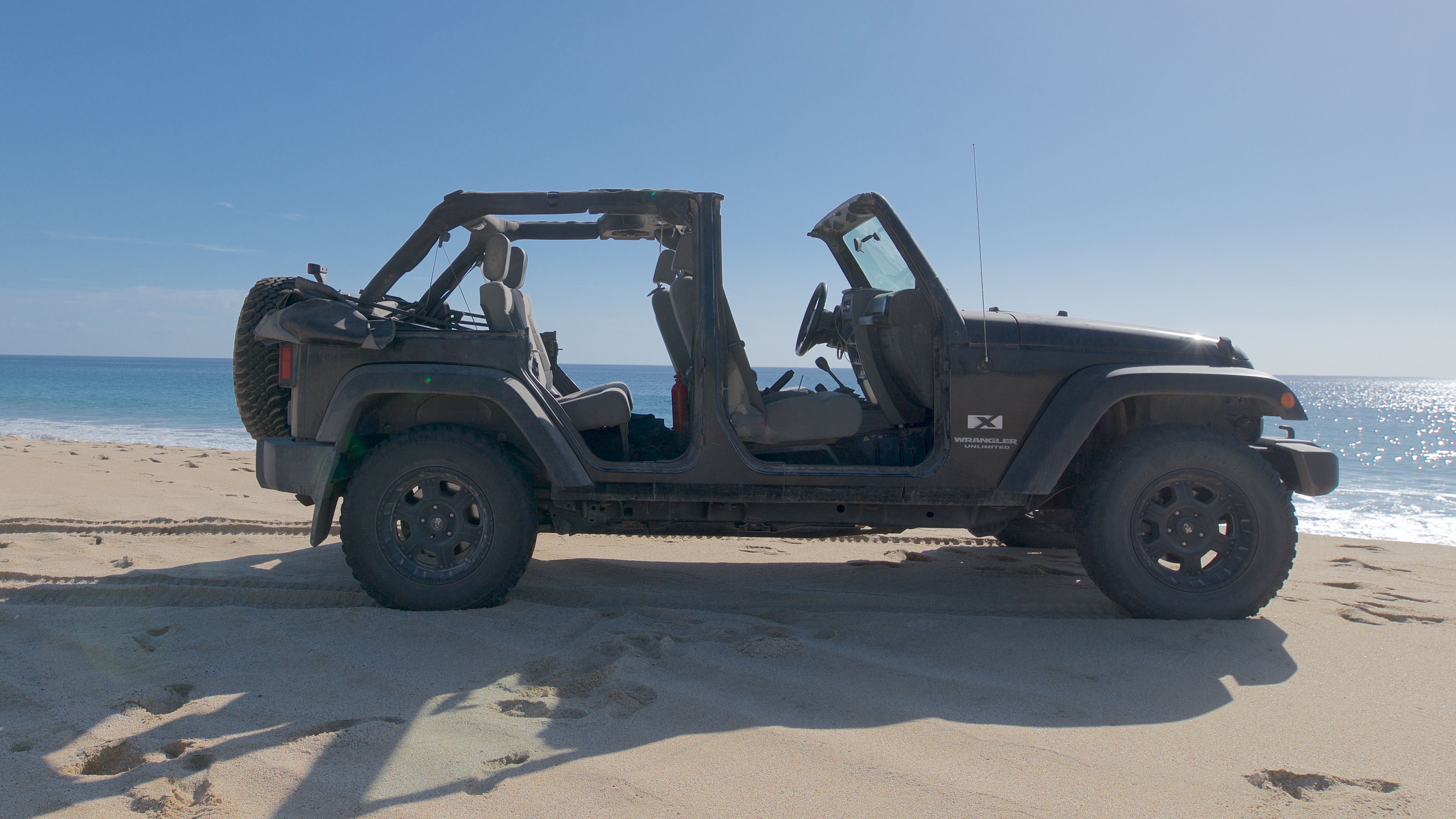 Jeep Wrangler in Baja California, Mexico. No doors